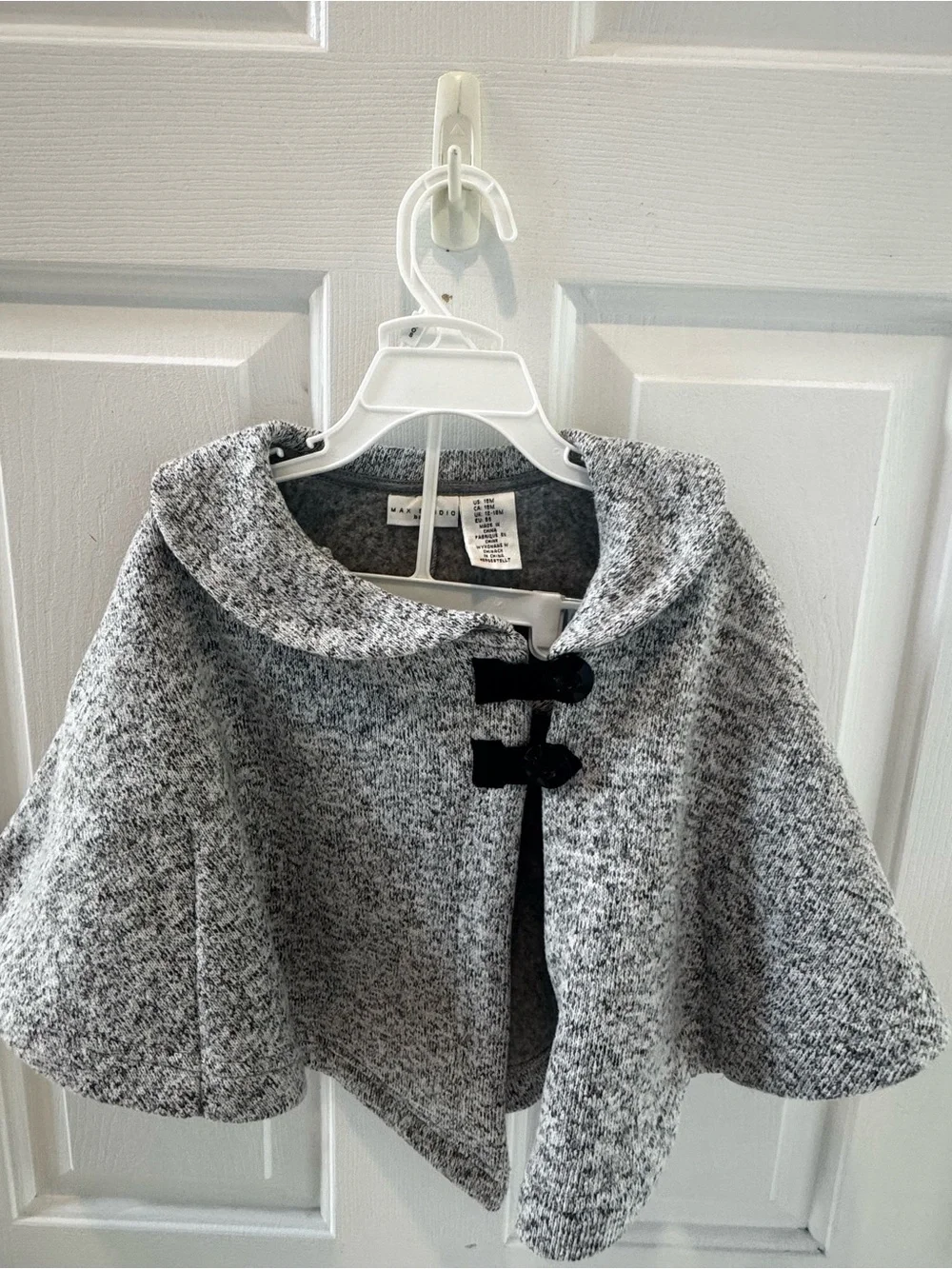 Gray Girls' Hooded Poncho Jacket